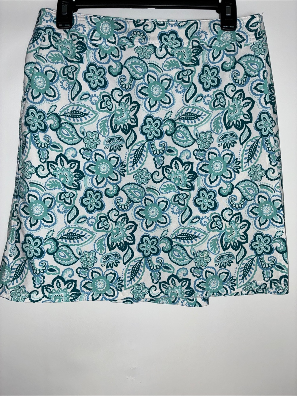 Rip Skirt Floral Swim Skirt in Teal White with Pockets- Velcro on and off.